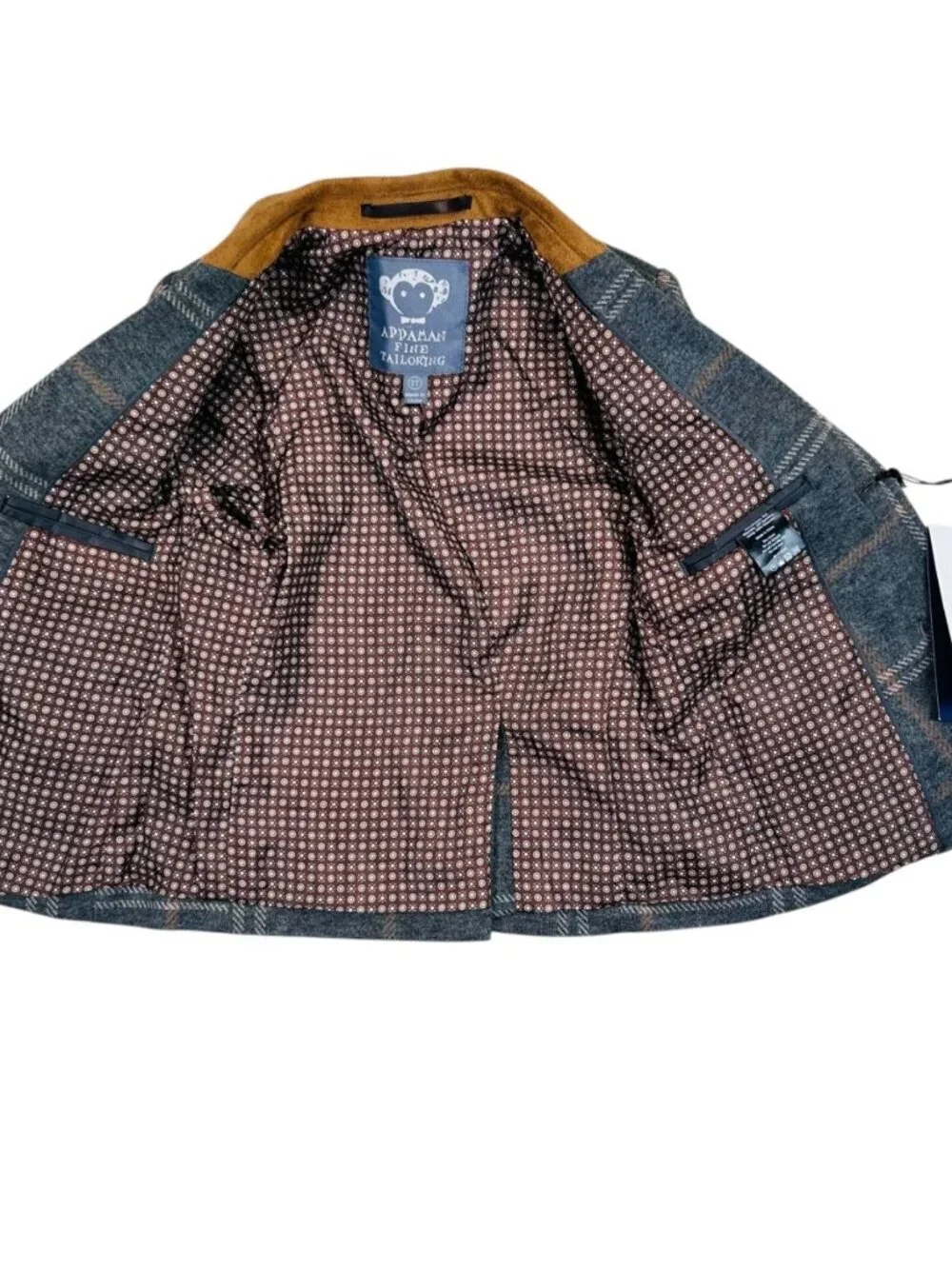 APPAMAN Kid’s Club Windowpane Blazer 2T Wool Plaid Formal Wedding Holiday Photo